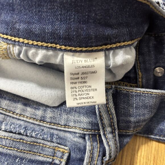 Judy Blue Jeans Women’s 5/27 Relaxed Fit Stretch Blue Mid Rise Denim Distressed - Picture 7 of 7